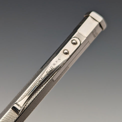 British Vintage Yard O' Red Rolled Silver Hexagon Propelled Pencil in Case